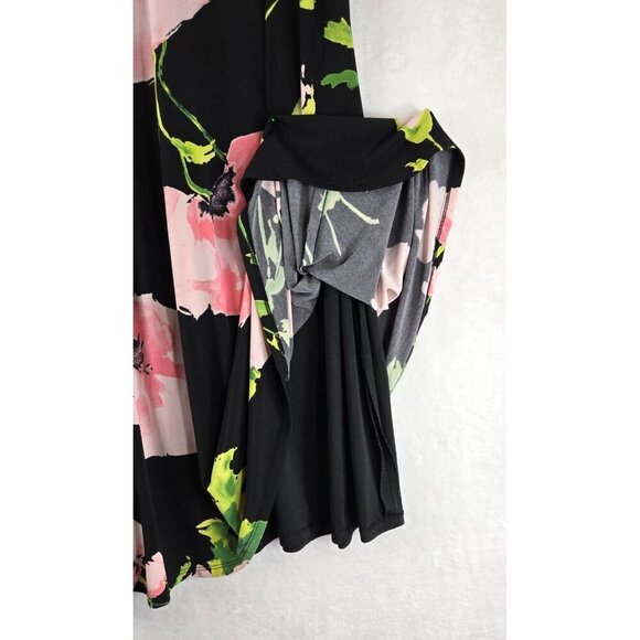 Sleeveless Shift Dress by Ann Klein Knee Length Black Floral Career Party Lined - Picture 5 of 12